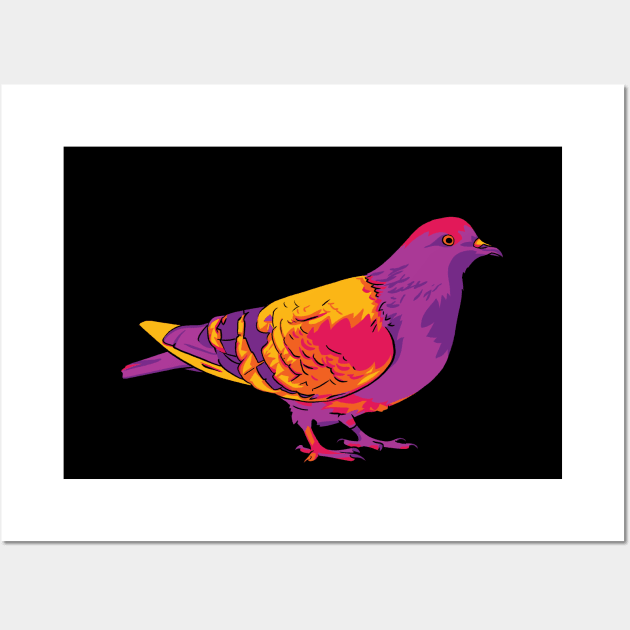 Rainbow Pigeon Wall Art by polliadesign